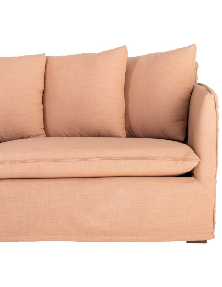 Canapé design contemporain Droit 3 places 215 cm Tissu Orange saumon Bois massi Nubéa 