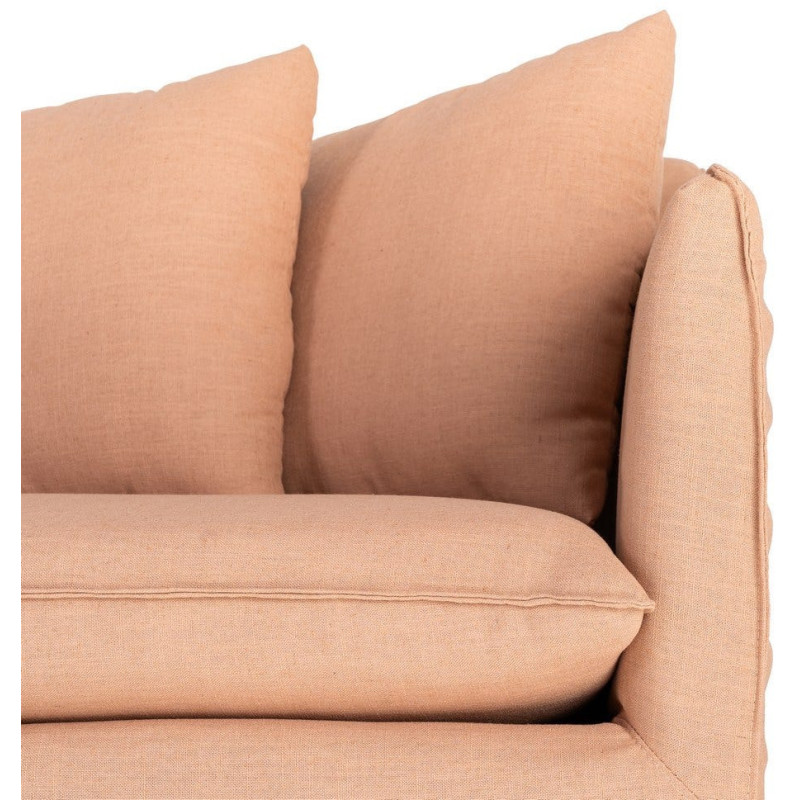 Canapé design contemporain Droit 3 places 215 cm Tissu Orange saumon Bois massi Nubéa 