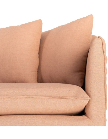 Canapé design contemporain Droit 3 places 215 cm Tissu Orange saumon Bois massi Nubéa 