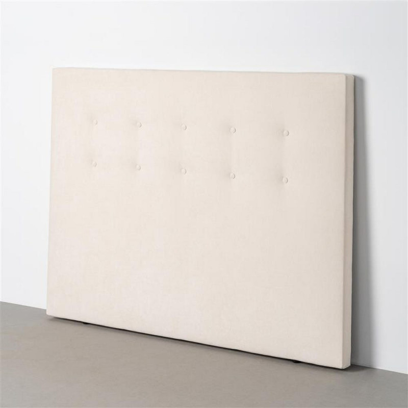 Tête de lit capitonnée moderne Rectangulaire 2 personnes 165x125 Tissu Blanc crème Bois MDF Céleste 