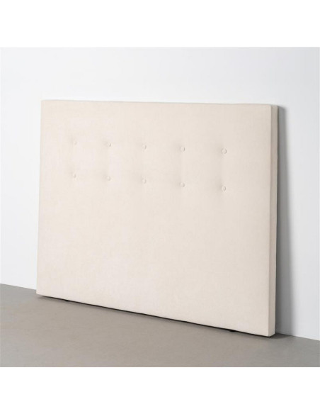 Tête de lit capitonnée moderne Rectangulaire 2 personnes 165x125 Tissu Blanc crème Bois MDF Céleste 