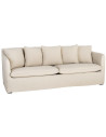 Canapé design contemporain Droit 3 places 215 cm Tissu Taupe patiné Bois massi Nubéa 