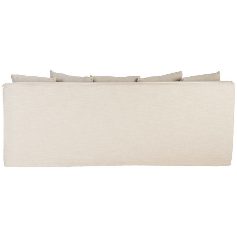 Canapé design contemporain Droit 3 places 215 cm Tissu Taupe patiné Bois massi Nubéa 