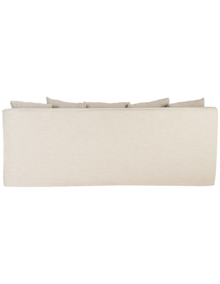 Canapé design contemporain Droit 3 places 215 cm Tissu Taupe patiné Bois massi Nubéa 