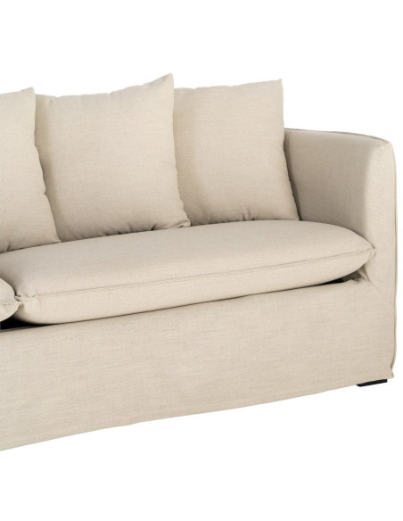 Canapé design contemporain Droit 3 places 215 cm Tissu Taupe patiné Bois massi Nubéa 