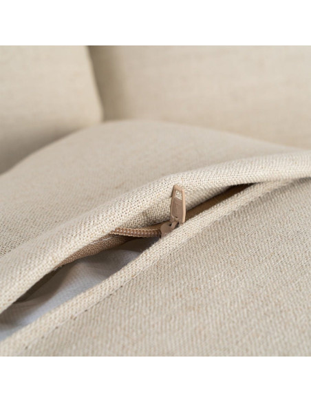 Canapé design contemporain Droit 3 places 215 cm Tissu Taupe patiné Bois massi Nubéa 