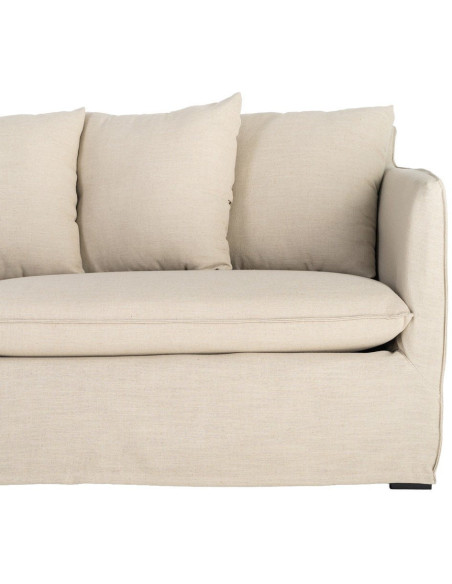 Canapé design contemporain Droit 3 places 215 cm Tissu Taupe patiné Bois massi Nubéa 