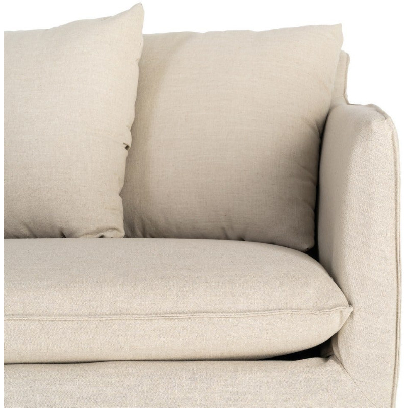 Canapé design contemporain Droit 3 places 215 cm Tissu Taupe patiné Bois massi Nubéa 