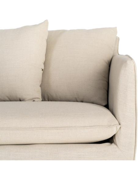 Canapé design contemporain Droit 3 places 215 cm Tissu Taupe patiné Bois massi Nubéa 