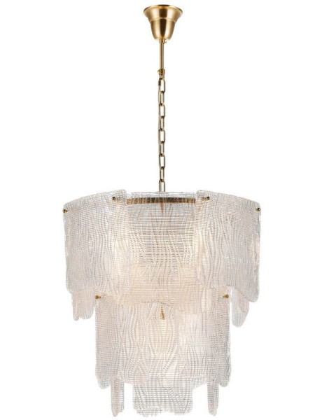 Suspension design Art déco D 60 cm Verre Blanc Métal Doré Nébélia 