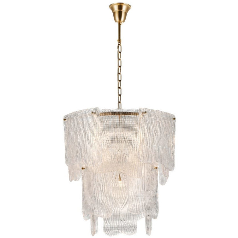 Suspension design Art déco D 60 cm Verre Blanc Métal Doré Nébélia 