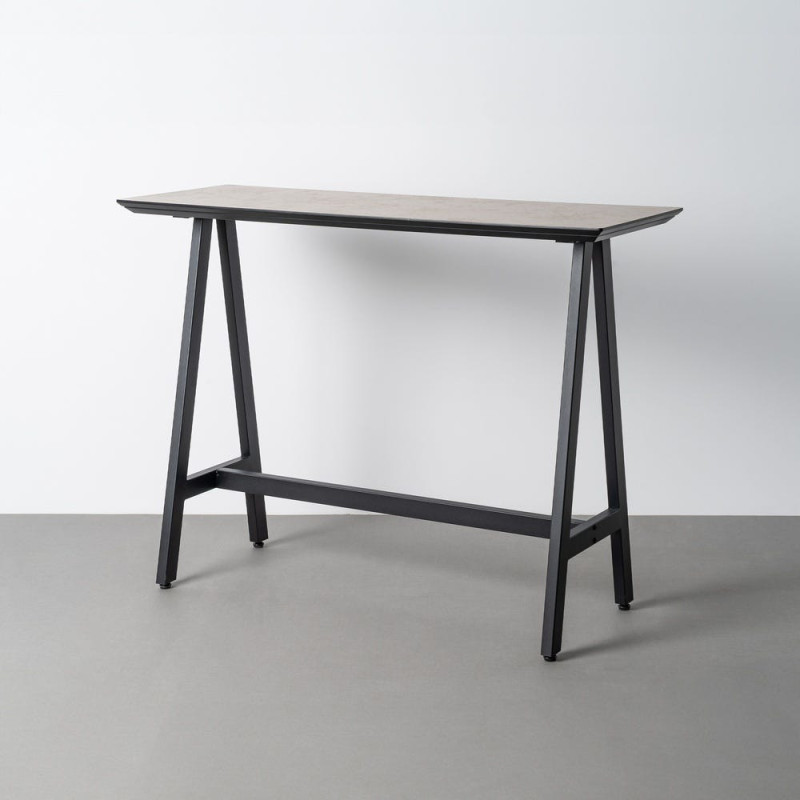 Table haute bistrot industriel Rectangulaire 4 personnes 138 cm Bois MDF Blanc crème Métal Noir Varcelo 