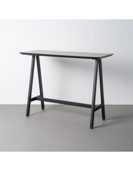 Table haute bistrot industriel Rectangulaire 4 personnes 138 cm Bois MDF Blanc crème Métal Noir Varcelo 