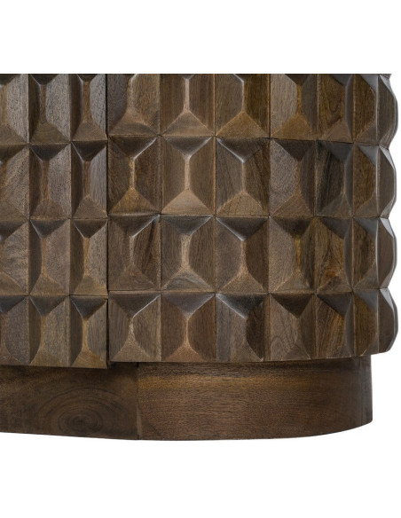 Grand Buffet design chic Bas 4 portes 154 cm Bois de manguier Marron foncé Marbre Beige Prisma 