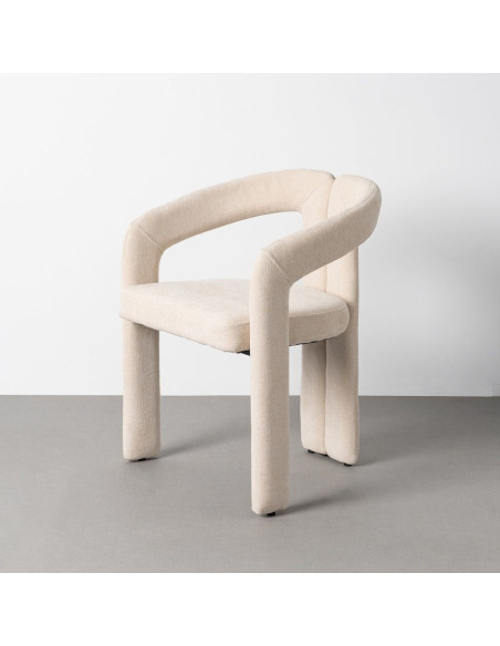 Lot de 2 Chaises design wabi-sabi organique Tissu Blanc crème Métal Millinia 