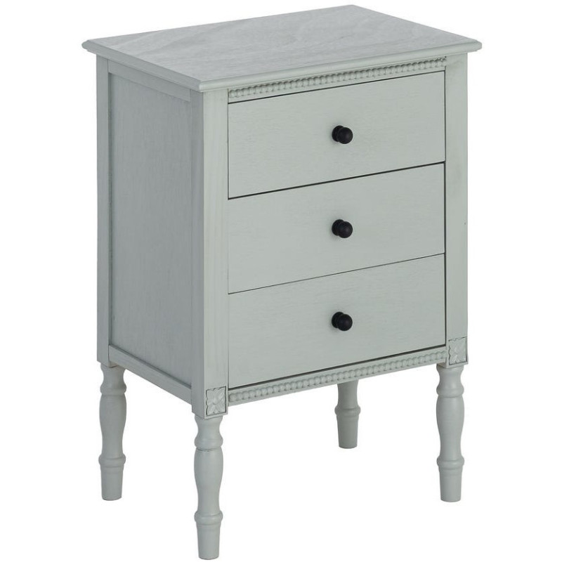 Table de chevet style classique campagne chic 3 tiroirs Bois MDF Bois de pin Vert clair Belliora 