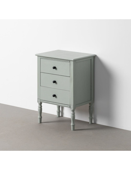 Table de chevet style classique campagne chic 3 tiroirs Bois MDF Bois de pin Vert clair Belliora 