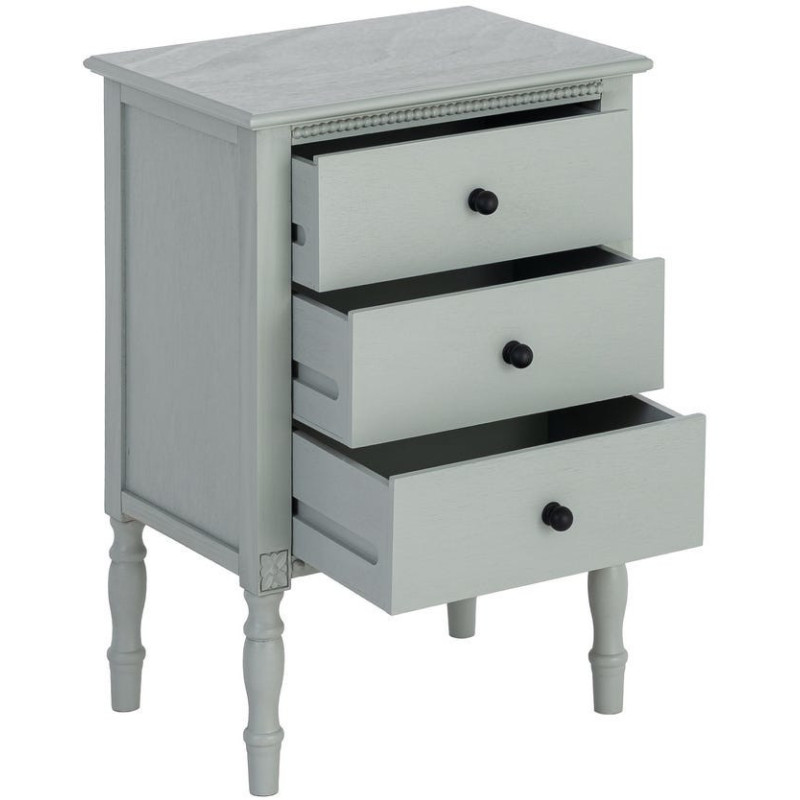 Table de chevet style classique campagne chic 3 tiroirs Bois MDF Bois de pin Vert clair Belliora 