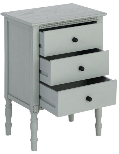 Table de chevet style classique campagne chic 3 tiroirs Bois MDF Bois de pin Vert clair Belliora 