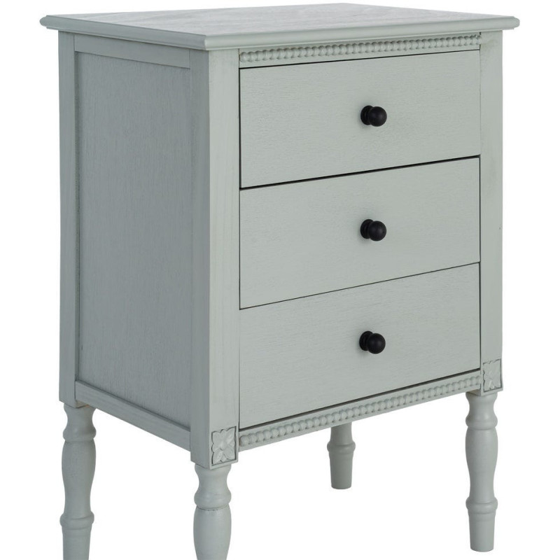 Table de chevet style classique campagne chic 3 tiroirs Bois MDF Bois de pin Vert clair Belliora 