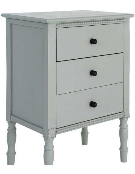 Table de chevet style classique campagne chic 3 tiroirs Bois MDF Bois de pin Vert clair Belliora 
