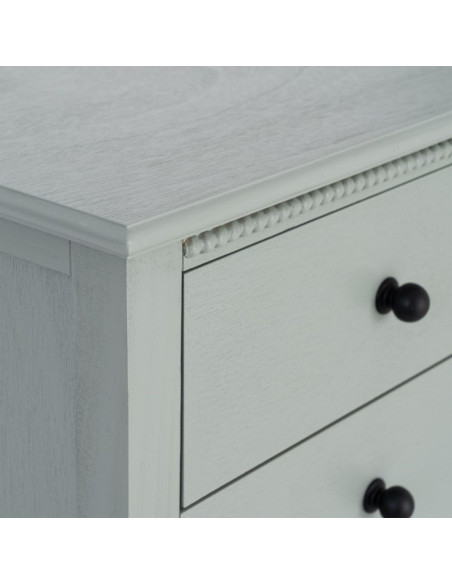 Table de chevet style classique campagne chic 3 tiroirs Bois MDF Bois de pin Vert clair Belliora 