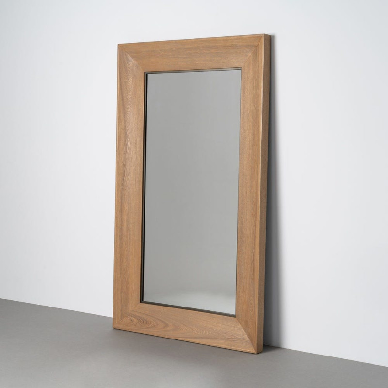 Grand Miroir mural XXL style scandinave Rectangulaire 110x186 Bois MDF Naturel Laredo 
