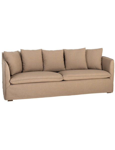 Canapé design contemporain Droit 3 places 215 cm Tissu Marron Bois massi Nubéa 