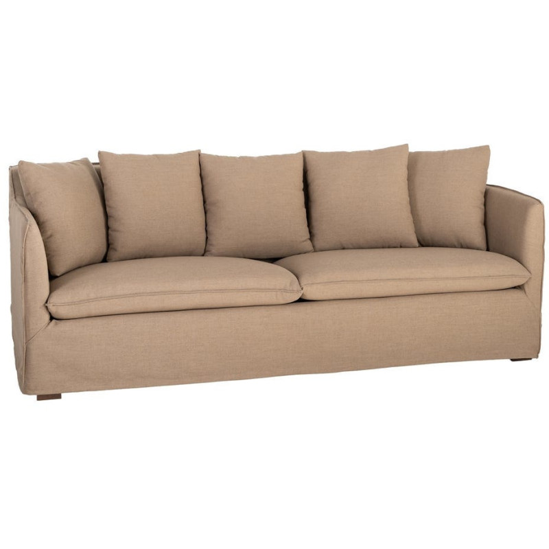 Canapé design contemporain Droit 3 places 215 cm Tissu Marron Bois massi Nubéa 