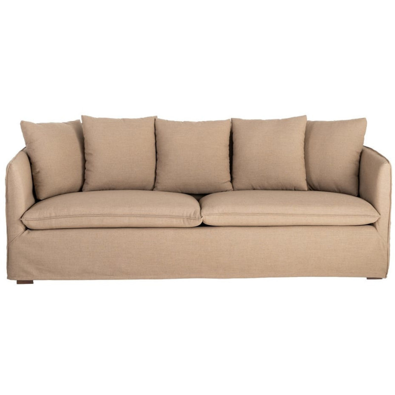 Canapé design contemporain Droit 3 places 215 cm Tissu Marron Bois massi Nubéa 