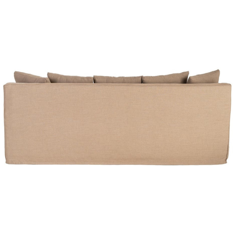 Canapé design contemporain Droit 3 places 215 cm Tissu Marron Bois massi Nubéa 