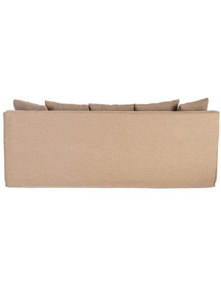 Canapé design contemporain Droit 3 places 215 cm Tissu Marron Bois massi Nubéa 