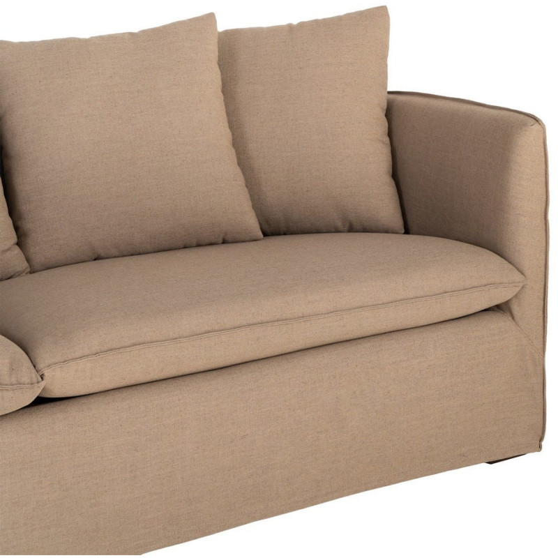 Canapé design contemporain Droit 3 places 215 cm Tissu Marron Bois massi Nubéa 