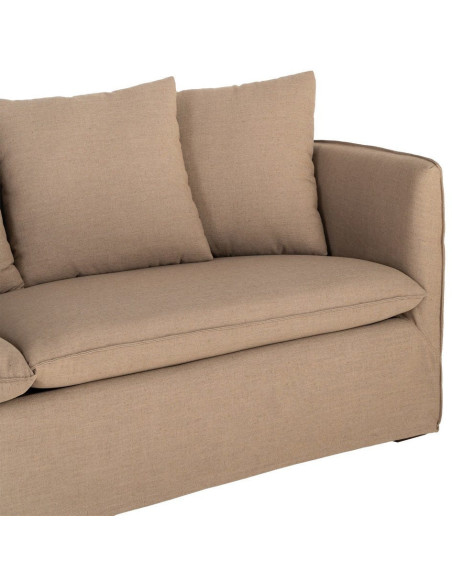 Canapé design contemporain Droit 3 places 215 cm Tissu Marron Bois massi Nubéa 