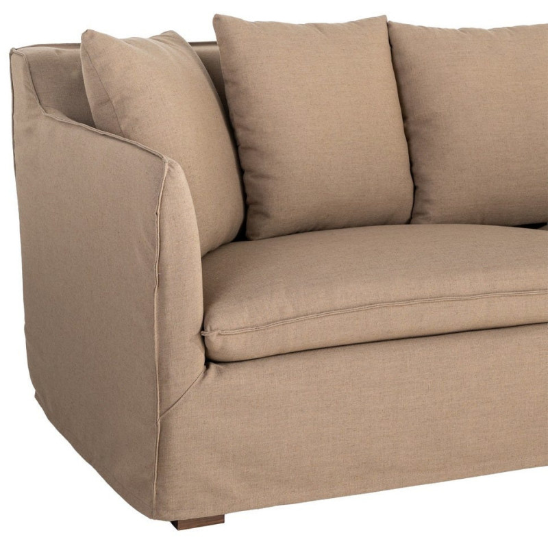 Canapé design contemporain Droit 3 places 215 cm Tissu Marron Bois massi Nubéa 