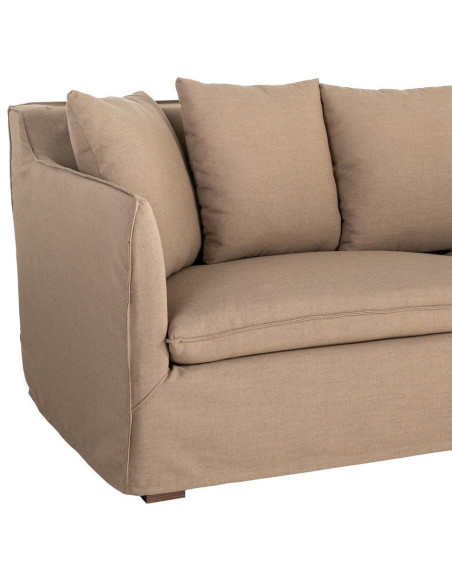 Canapé design contemporain Droit 3 places 215 cm Tissu Marron Bois massi Nubéa 