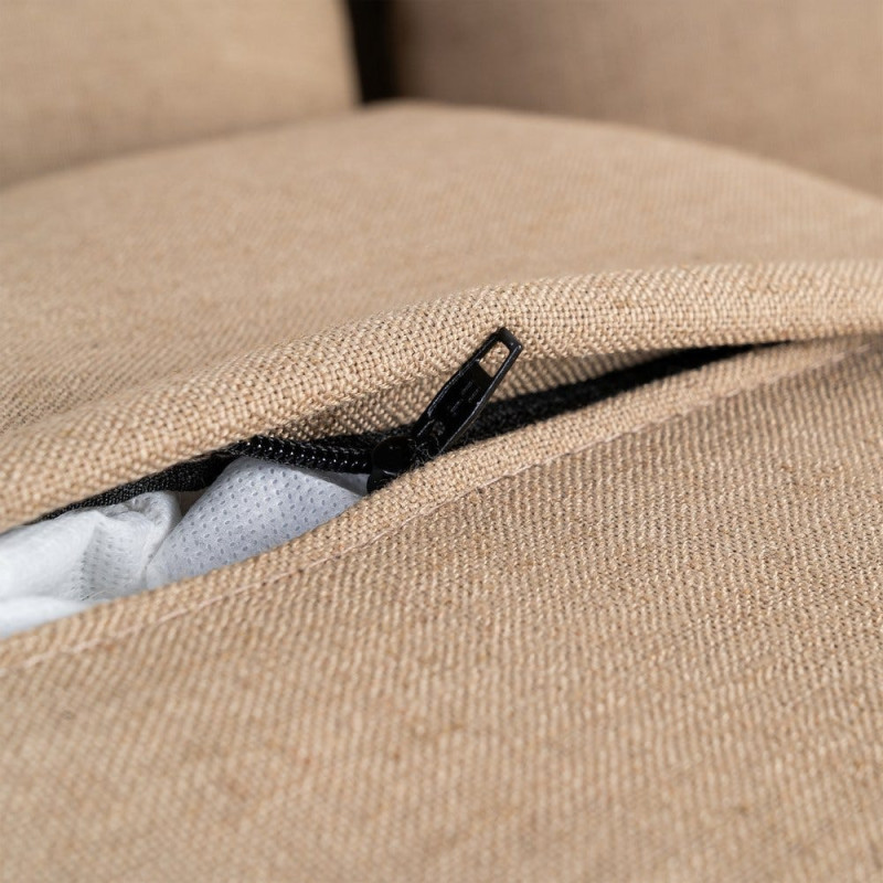 Canapé design contemporain Droit 3 places 215 cm Tissu Marron Bois massi Nubéa 