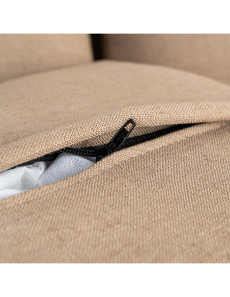 Canapé design contemporain Droit 3 places 215 cm Tissu Marron Bois massi Nubéa 