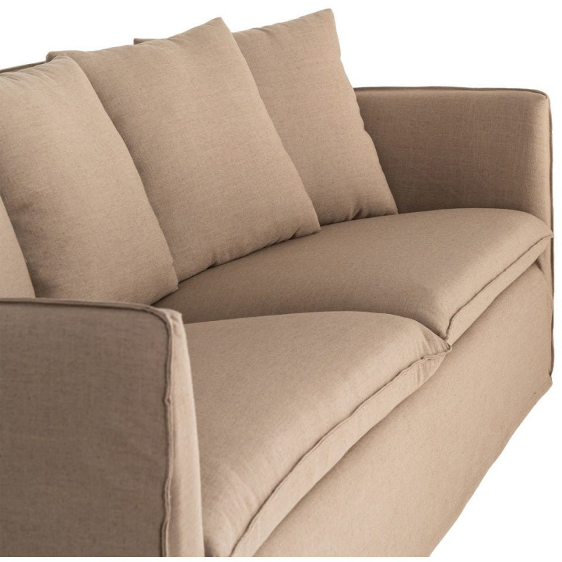 Canapé design contemporain Droit 3 places 215 cm Tissu Marron Bois massi Nubéa 