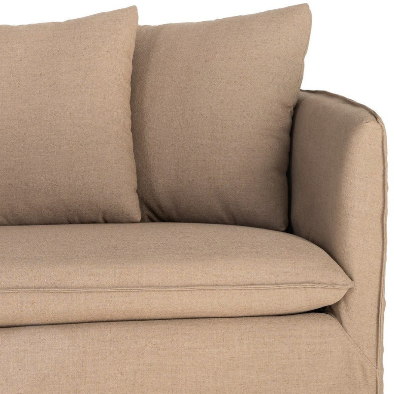 Canapé design contemporain Droit 3 places 215 cm Tissu Marron Bois massi Nubéa 