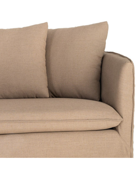 Canapé design contemporain Droit 3 places 215 cm Tissu Marron Bois massi Nubéa 