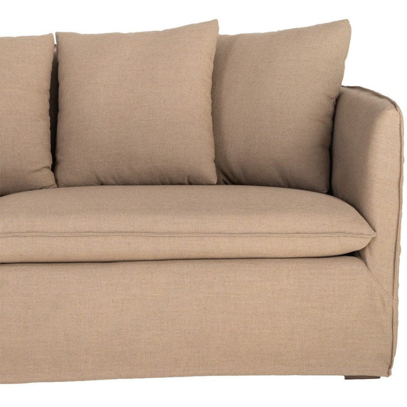 Canapé design contemporain Droit 3 places 215 cm Tissu Marron Bois massi Nubéa 