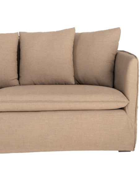 Canapé design contemporain Droit 3 places 215 cm Tissu Marron Bois massi Nubéa 