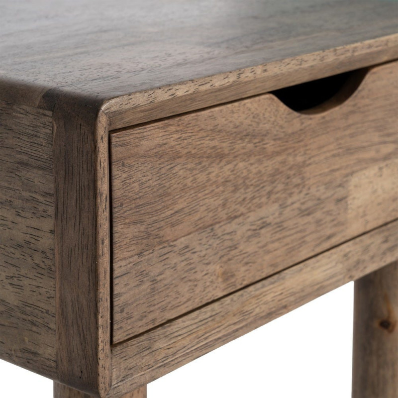 Table de chevet style mid-century moderne 1 tiroir Bois d'hévéa Marron Amy 