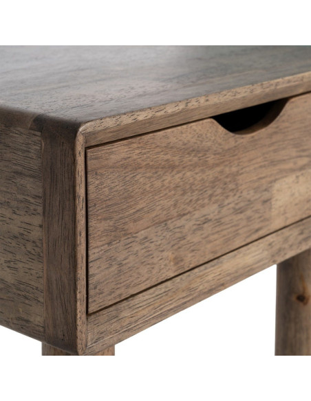 Table de chevet style mid-century moderne 1 tiroir Bois d'hévéa Marron Amy 