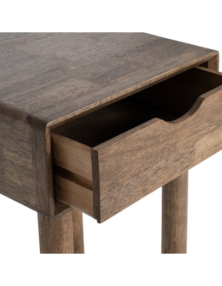 Table de chevet style mid-century moderne 1 tiroir Bois d'hévéa Marron Amy 