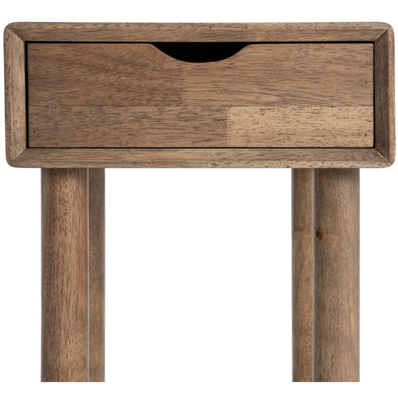 Table de chevet style mid-century moderne 1 tiroir Bois d'hévéa Marron Amy 