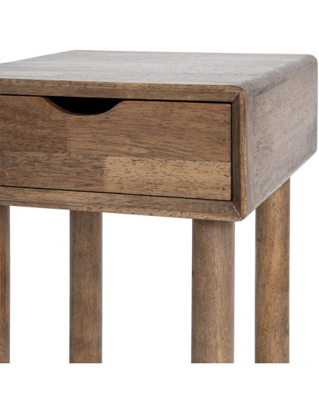 Table de chevet style mid-century moderne 1 tiroir Bois d'hévéa Marron Amy 