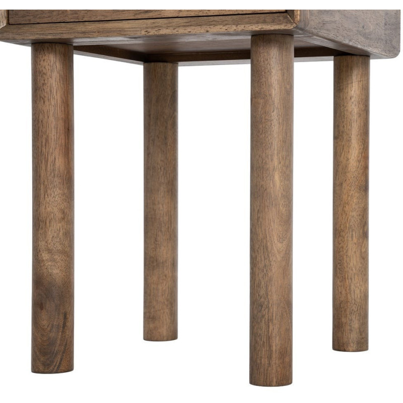 Table de chevet style mid-century moderne 1 tiroir Bois d'hévéa Marron Amy 
