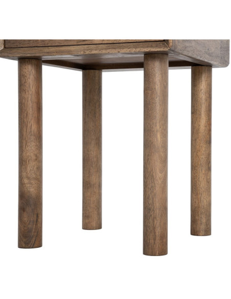 Table de chevet style mid-century moderne 1 tiroir Bois d'hévéa Marron Amy 